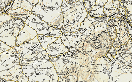 Old map of Waen-pentir in 1903-1910