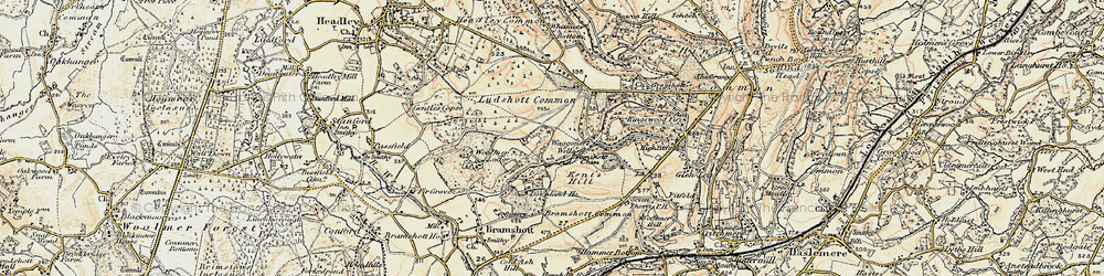 Old map of Waggoners Wells in 1897-1909