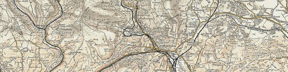 Old map of Wainfelin in 1899-1900
