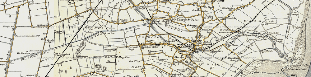 Old map of Wainfleet Bank in 1901-1903