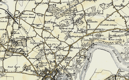 Old map of Wainscott in 1897-1898