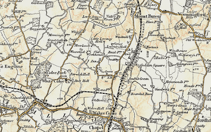Old map of Wakes Colne Green in 1898-1899