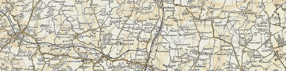 Old map of Wakes Colne Green in 1898-1899