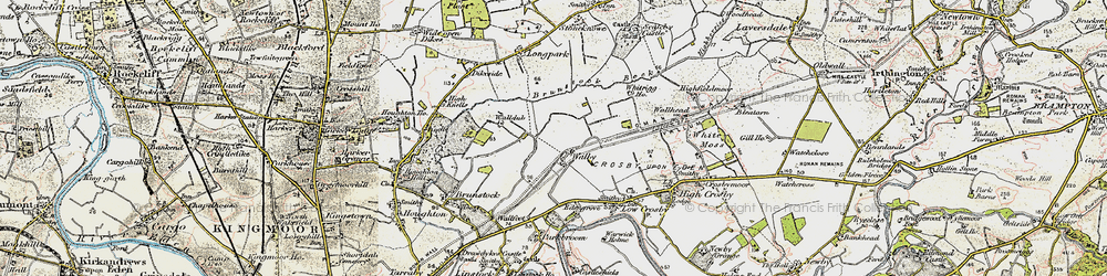 Old map of Walby in 1901-1904