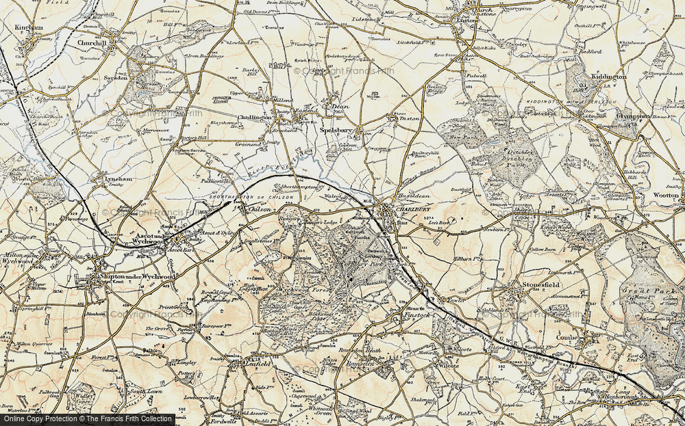 Old Map of Historic Map covering Wychwood Forest in 1898-1899