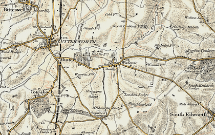 Old map of Walcote in 1901-1902