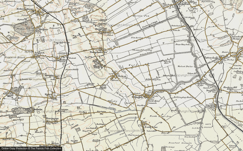 Old Map of Historic Map covering Billinghay Fen in 1902-1903