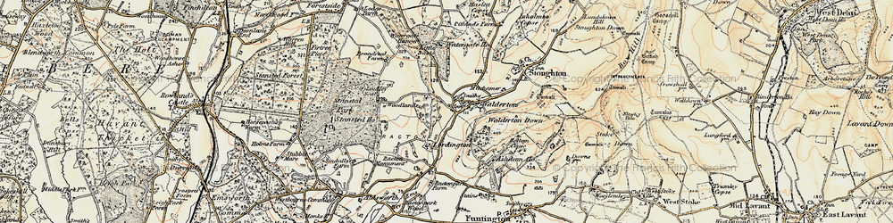 Old map of Woodlands Cotts in 1897-1899