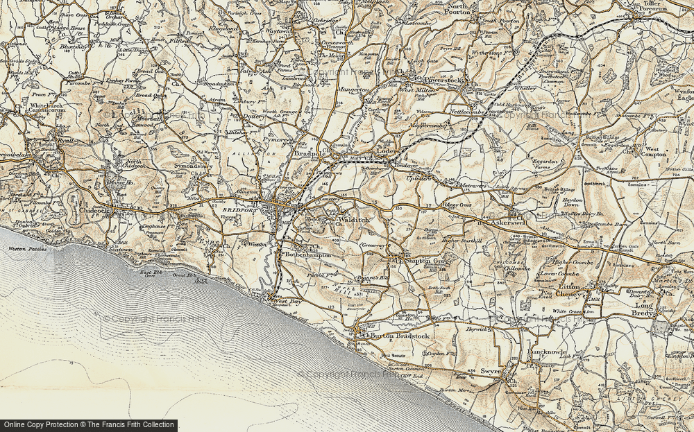 Old Map of Historic Map covering Bonscombe in 1899