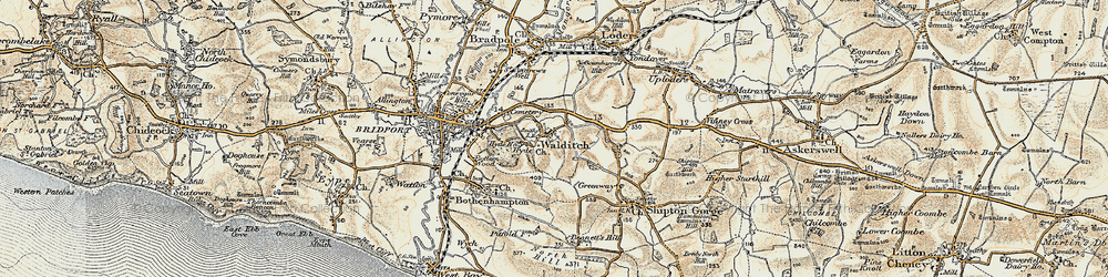 Old map of Walditch in 1899