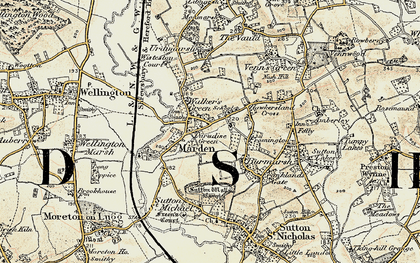 Old map of Walker's Green in 1899-1901