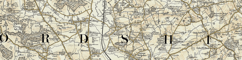 Old map of Walker's Green in 1899-1901