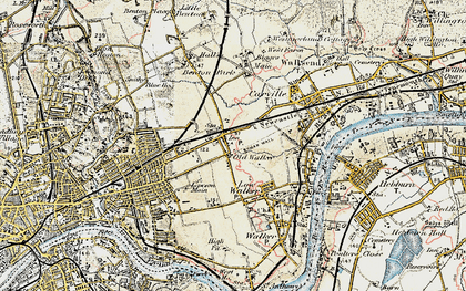 Old map of Walkergate in 1901-1904