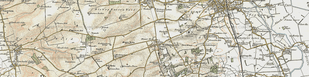 Old map of Walkington in 1903-1908