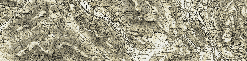Old map of Auchenage Burn in 1904-1905