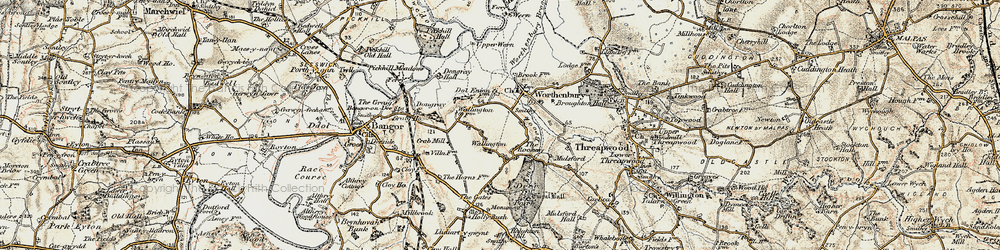 Old map of Worthenbury Brook in 1902