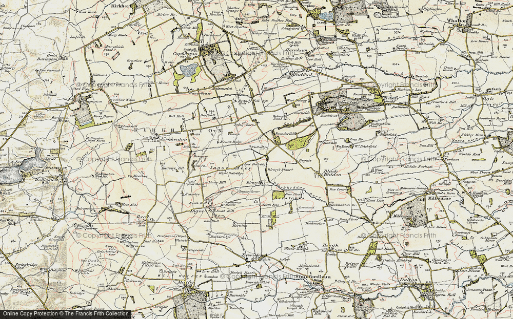 Old Map of Historic Map covering Belsay Dene Ho in 1901-1903