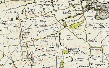 Old map of Belsay Barns in 1901-1903