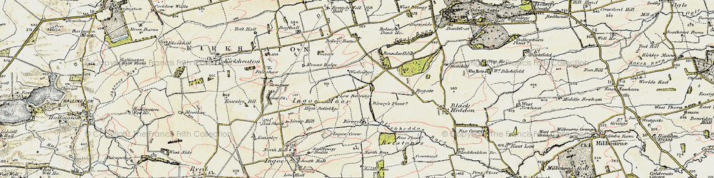 Old map of Blackheddon Burn in 1901-1903