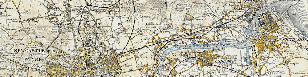 Old map of Wallsend in 1901-1903