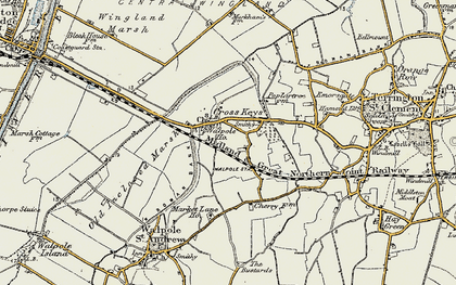 Old map of Walpole Cross Keys in 1901-1902