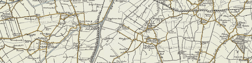 Old map of Walpole Marsh in 1901-1902