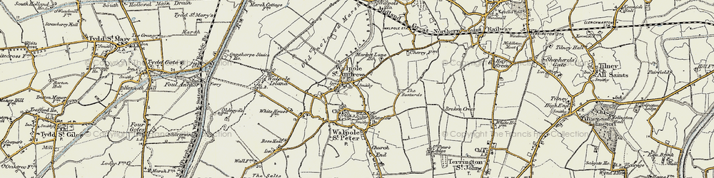 Old map of Walpole St Andrew in 1901-1902