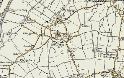 Old map of Walpole St Peter in 1901-1902