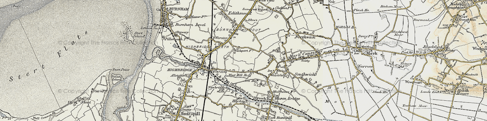 Old map of Walrow in 1899-1900