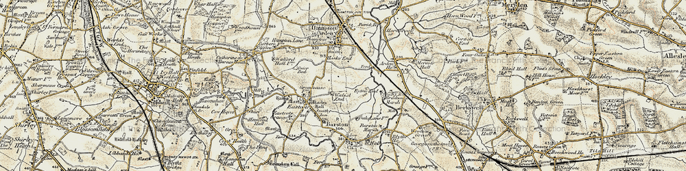 Old map of Walsal End in 1901-1902
