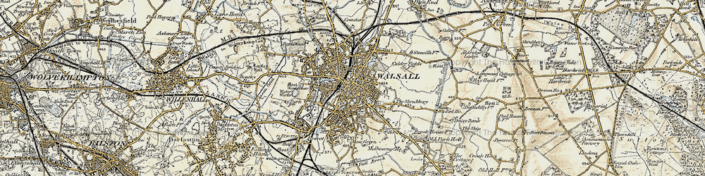 Old map of Walsall in 1902