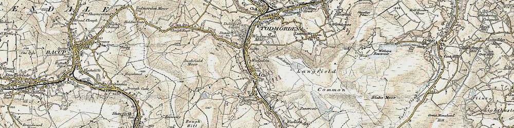 Old map of Walsden in 1903