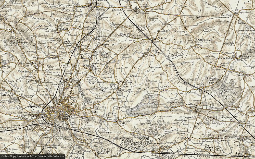Old Map of Walsgrave on Sowe, 1901-1902 in 1901-1902