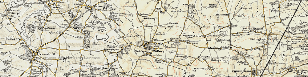 Old map of Walsham Le Willows in 1901
