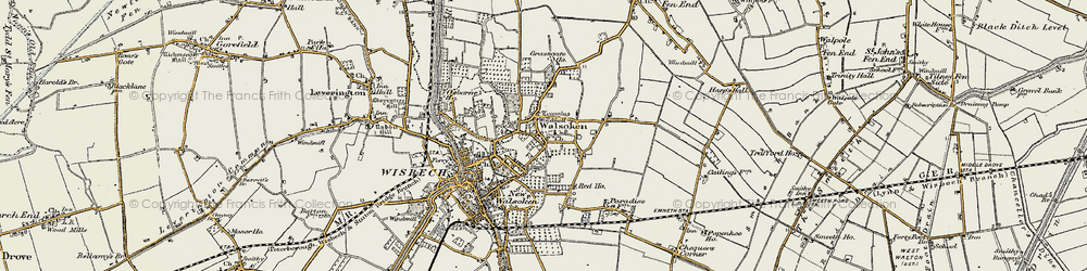 Old map of Walsoken in 1901-1902