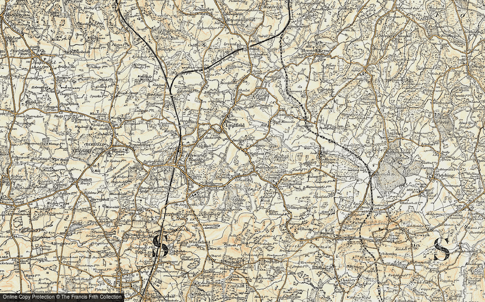 Old Map of Historic Map covering Awbrook in 1898