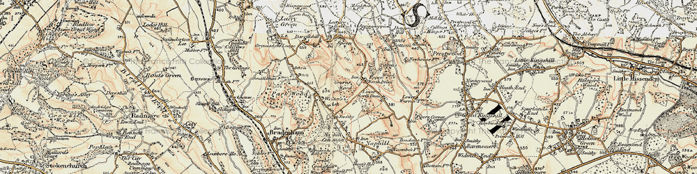 Old map of Walter's Ash in 1897-1898
