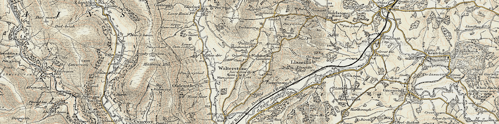 Old map of Walterstone in 1899-1900
