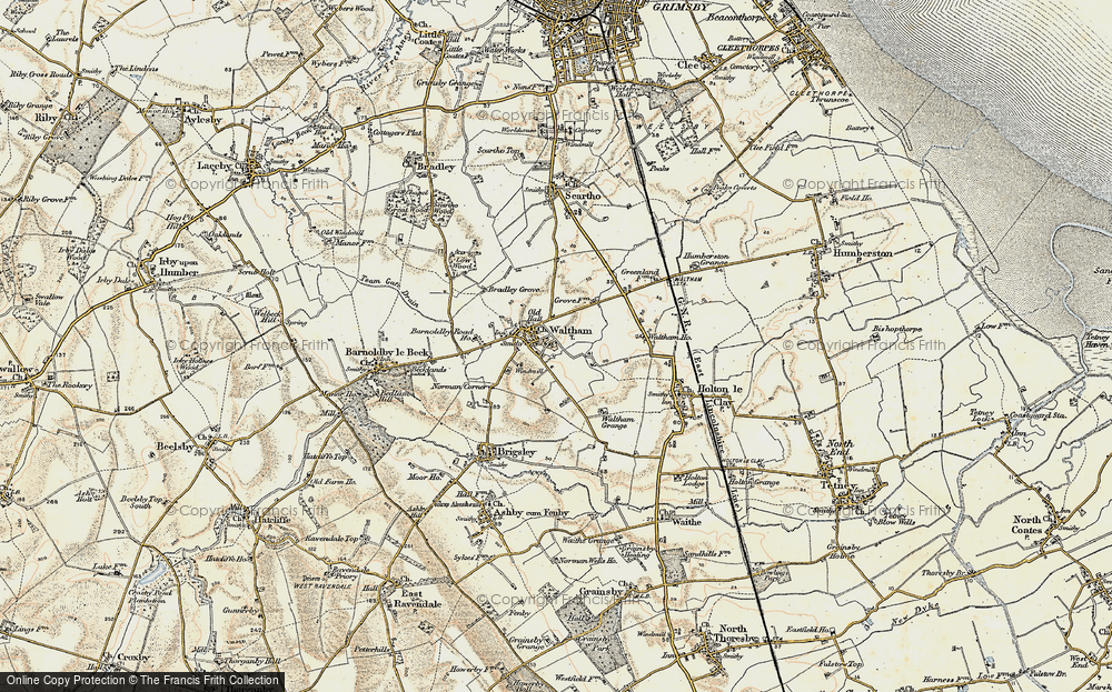 Old Map of Historic Map covering Brigsley Top in 1903-1908