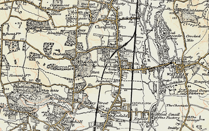 Old map of Waltham Cross in 1897-1898