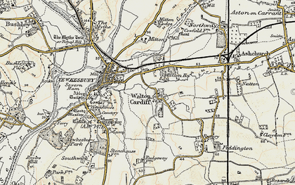 Old map of Walton Cardiff in 1899-1900