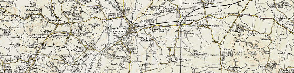 Old map of Walton Cardiff in 1899-1900