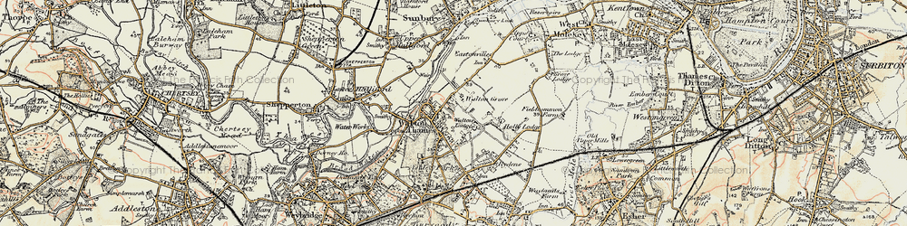Old map of Walton-on-Thames in 1897-1909