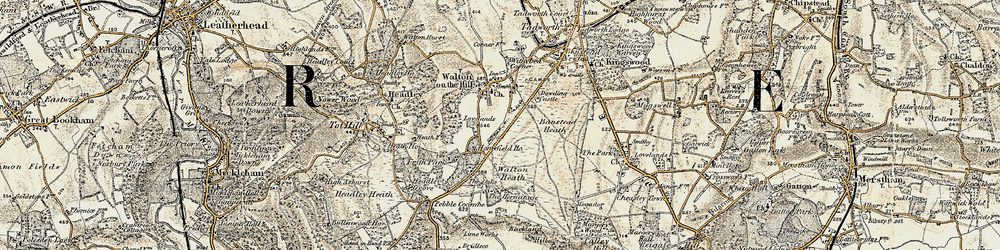 Old map of Walton on the Hill in 1897-1909