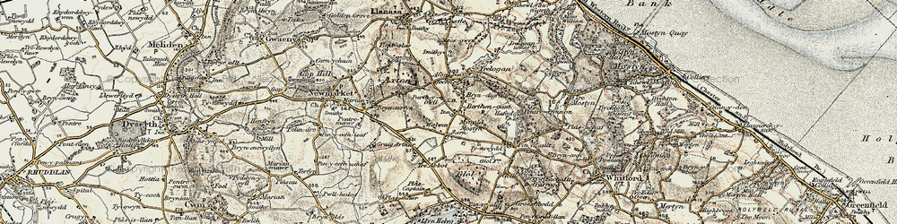 Old map of Walwen in 1902-1903