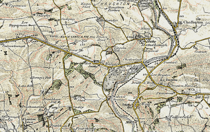 Old map of Walwick in 1901-1903