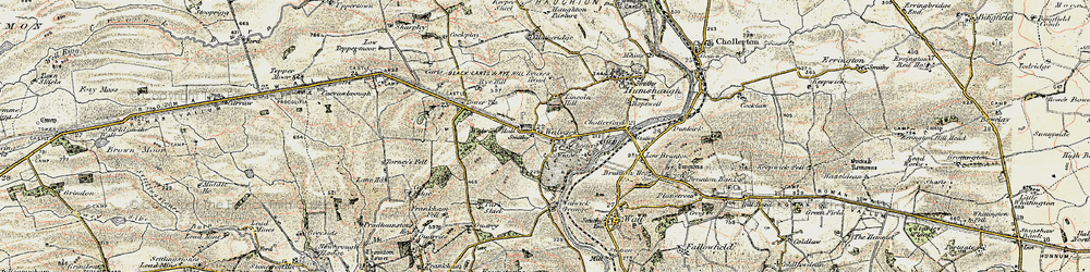 Old map of Walwick in 1901-1903