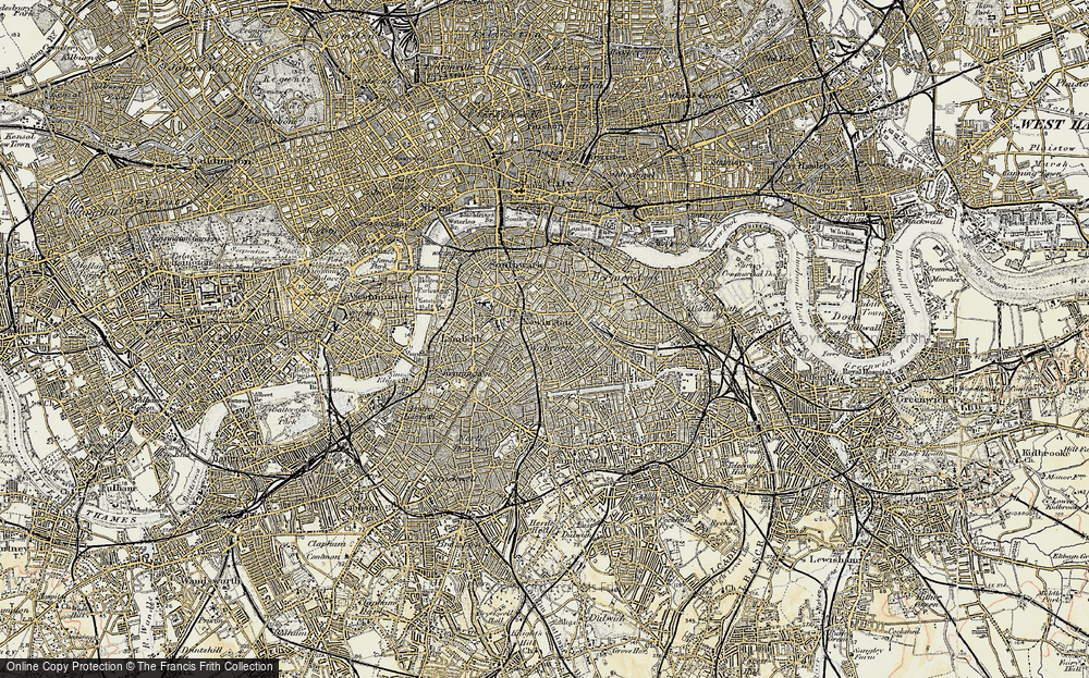 Old Map of Historic Map covering Elephant and Castle Sta in 1897-1902