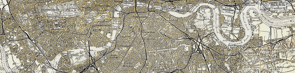 Old map of Elephant and Castle Sta in 1897-1902