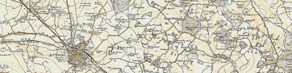 Old map of Wandon End in 1898-1899